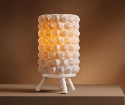 Nido Lamp, orgánica, contemporánea y minimalista, luz cálida, base personalizable. 
