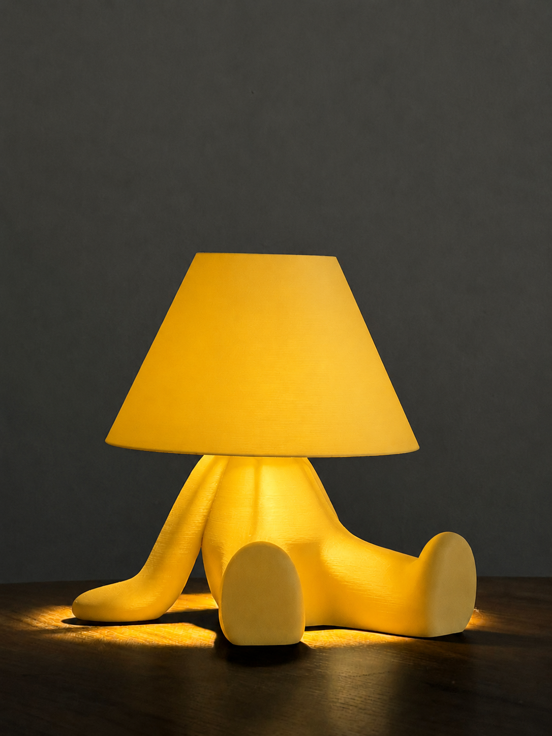 Lámpara Lazy, impresión 3D, luz cálida, material PLA.