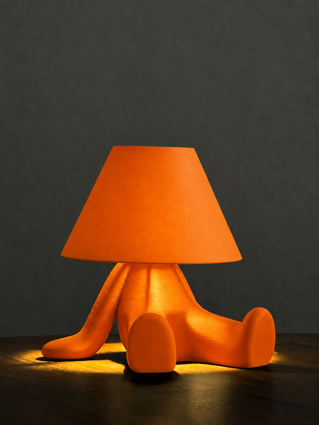 Lámpara Lazy, impresión 3D, luz cálida, material PLA.
