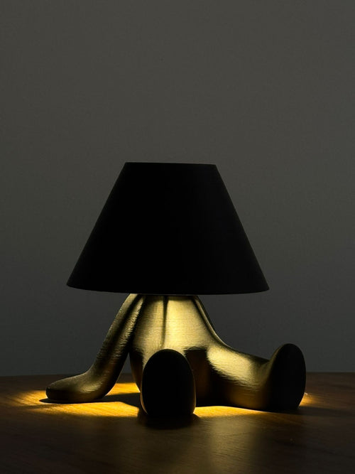 Lámpara Lazy, impresión 3D, luz cálida, material PLA.